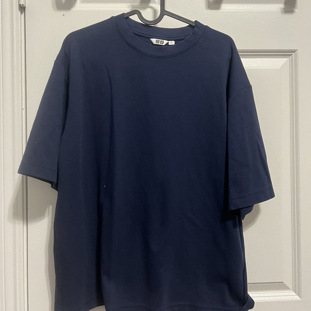 Uniqlo U Airism T Shirt Men’s Navy Blue Oversized Tee